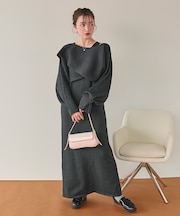 カシュクールリブトップスニットセットワンピース