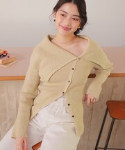 アシンメトリーオフショルダーニットトップス