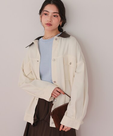 襟付ルーズデニムジャケット