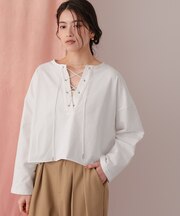 レースアップデザインプルオーバー