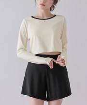 3点セット/パイピング長袖ビキニ×ショートパンツ/水着