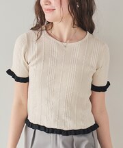 フリルスリーブ半袖ニットトップス