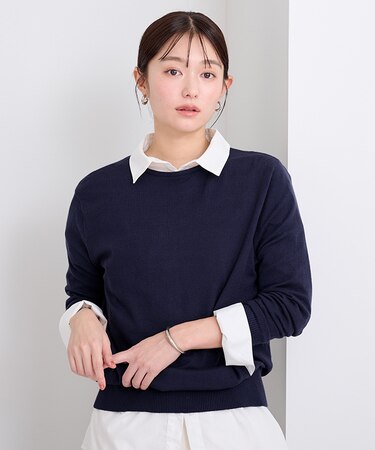 カシミヤタッチクルーネックニットトップス