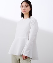 ふくれジャガードクルーネックペプラムプルオーバー