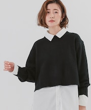 クルーネッククロップドオーバーサイズニット