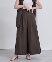 リネンライクフロントタックハイウエストスカート
