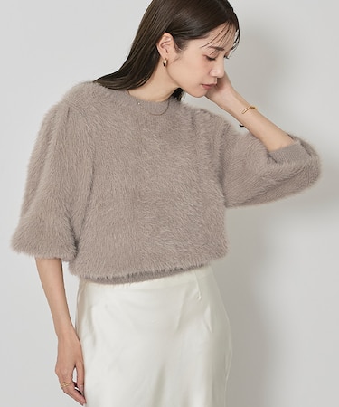 シャギータックスリーブニット