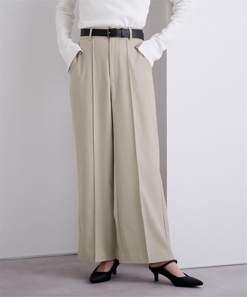 ピンタックセンタープレスワイドパンツ
