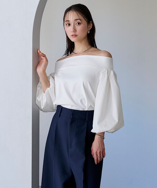 バルーンスリーブオフショルブラウス