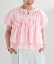 プチバルーンスリーブフリルブラウス