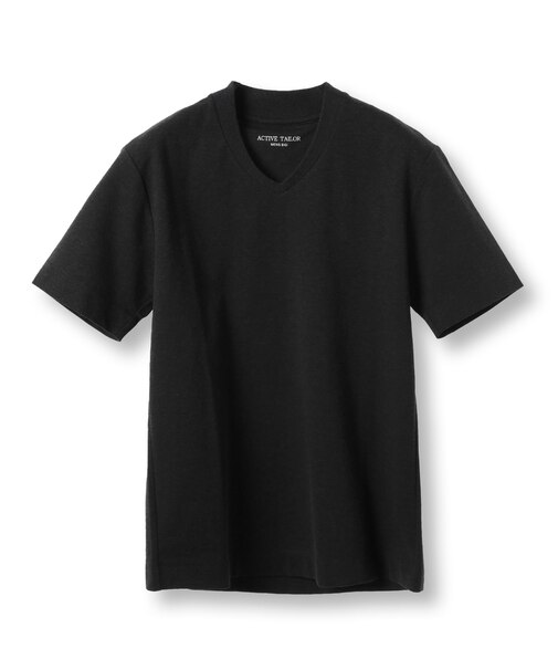 【ACTIVE TAILOR/アクティブテイラー】シルケットスムースVネックTシャツ<接触冷感 / UVカット>