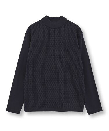 ニットコンビ モックネック長袖Tシャツ