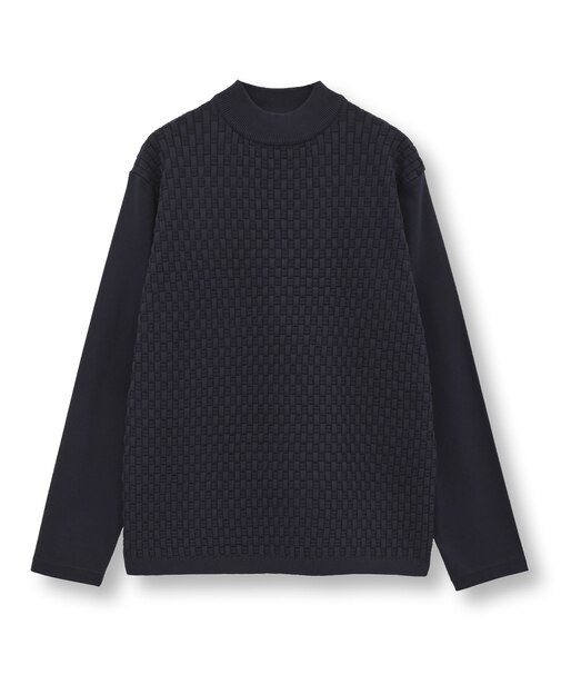 ニットコンビ モックネック長袖Tシャツ