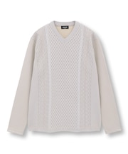ニットコンビ フェイクスエード長袖Tシャツ