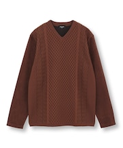 ニットコンビ フェイクスエード長袖Tシャツ