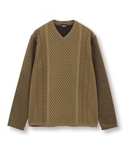 ニットコンビ フェイクスエード長袖Tシャツ