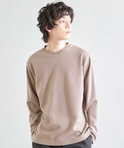 異素材コンビ ワッフルジャガードTee