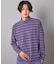 フェードジャガードボーダー モックネックTシャツ