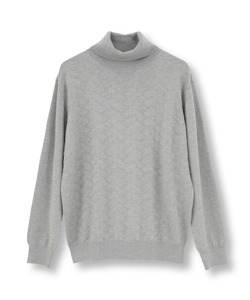 【ACTIVE TAILOR/アクティブテイラー】12Gジャカードタートルネックニット