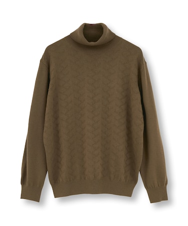 【ACTIVE TAILOR/アクティブテイラー】12Gジャカードタートルネックニット