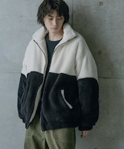 Wシャギーフリーススタンドブルゾン