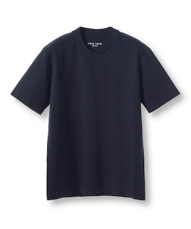 【ACTIVE TAILOR/アクティブテイラー】シルケットスムースクルーネックTシャツ<接触冷感 / UVカット>