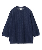 変形アーガイルシアーニット7分袖Tシャツ