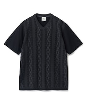 アラン調 ニットコンビTシャツ