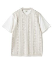 アラン調 ニットコンビTシャツ