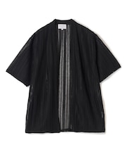 【WEB限定】シアストライプ半袖カーディガン<ストレッチ・マシンウォッシャブル・通気性>