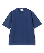 ニット×ポンチコンビハーフスリーブTシャツ<ストレッチ・マシンウォッシャブル>