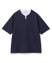 ミニワッフルキーネックレイヤードTシャツ