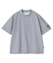 ドットメッシュプリントモックネックTシャツ<ストレッチ・軽量・ハンドウォッシャブル・通気性>