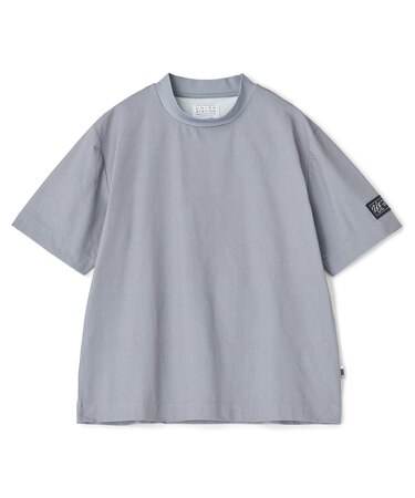 ドットメッシュプリントモックネックTシャツ<ストレッチ・軽量・ハンドウォッシャブル・通気性>