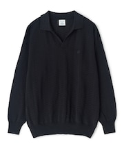 《別注》COLE HAAN 14G変形ヘリンボンジャカードニットスキッパーポロ