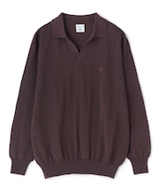 《別注》COLE HAAN 14G変形ヘリンボンジャカードニットスキッパーポロ
