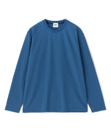 リンクスジャカード 変形クルーネックロングTシャツ［抗菌防臭］