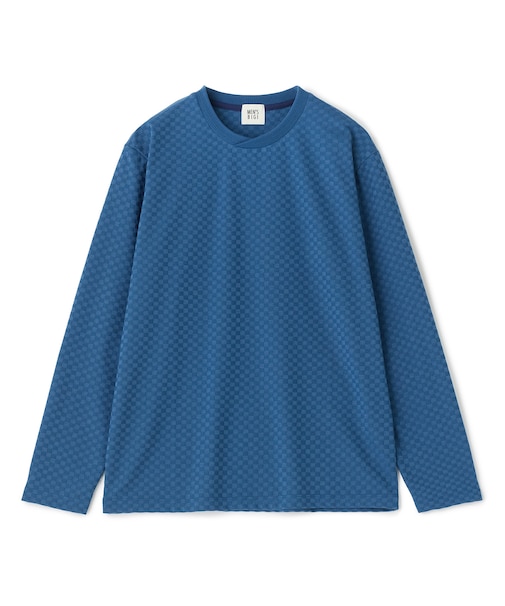 リンクスジャカード 変形クルーネックロングTシャツ［抗菌防臭］