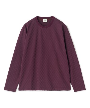 リンクスジャカード 変形クルーネックロングTシャツ［抗菌防臭］