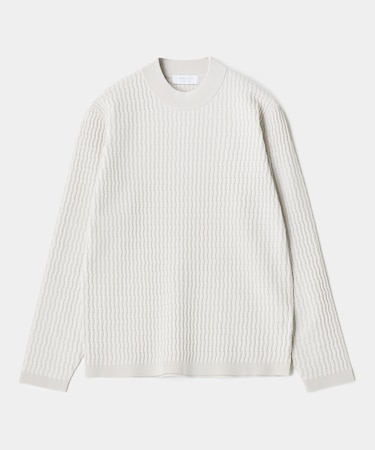 ブリスタージャカード 変形ケーブルモックネックロングTEE