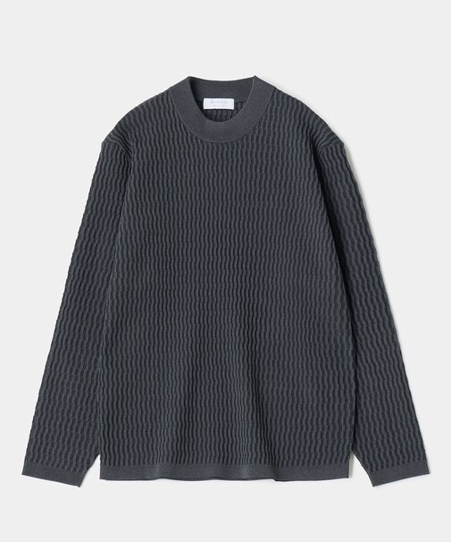 ブリスタージャカード 変形ケーブルモックネックロングTEE