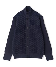 Amossa ブロックチェック フロントジップカーディガン