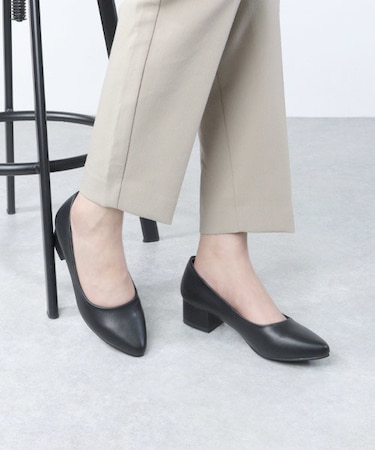 パンプス 黒 ローヒール 歩きやすい 4cmヒール ミドルヒール 疲れない 太ヒール チャンキーヒール ポインテッドトゥ スエード エナメル 合成皮革 ブラック レディース 入学式 卒業式 通勤 (5422)