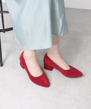パンプス 黒 ローヒール 歩きやすい 4cmヒール ミドルヒール 疲れない 太ヒール チャンキーヒール ポインテッドトゥ スエード エナメル 合成皮革 ブラック レディース 入学式 卒業式 通勤 (5422)