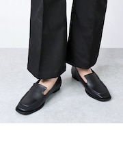 ローファー レディース ローヒール ぺたんこ クッション 痛くない 合成皮革 革靴 黒 スクエアトゥ フラット ヴァンプ クロコ シンプル カジュアル ブラック きれいめ (3034)