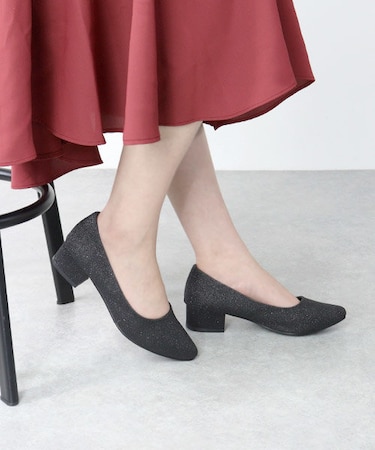 パンプス 黒 ローヒール 歩きやすい 4cmヒール ミドルヒール 疲れない 太ヒール チャンキーヒール ポインテッドトゥ スエード エナメル 合成皮革 ブラック レディース 入学式 卒業式 通勤 (5422-1)