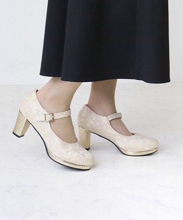 パンプス ストラップ 太ヒール 痛くない ハイヒール ラウンドトゥ メリージェーン チャンキーヒール 7cm (1110-2)
