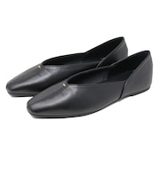 スクエアトゥ センターシーム バブーシュパンプス (1043)