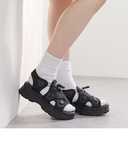 スポーツサンダル レディース 厚底 黒 かわいい スポサン 調節 履きやすい 軽量 疲れない 甲高 大きいサイズ おしゃれ 白 ブラック ホワイト 4.5cmヒール ミドルヒール 夏 浴衣 (4166)