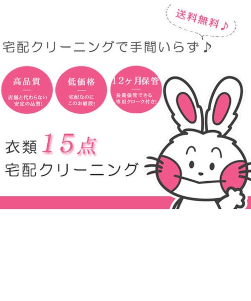 うさちゃんクリーニング衣類15点 宅配 クリーニング 最長12ヶ月保管